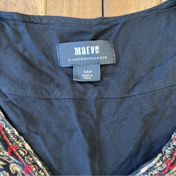 Anthropologie Maeve Maplewood Dress XSP Paisley Bohemian V-neck Festival Mini - Picture 6 of 12